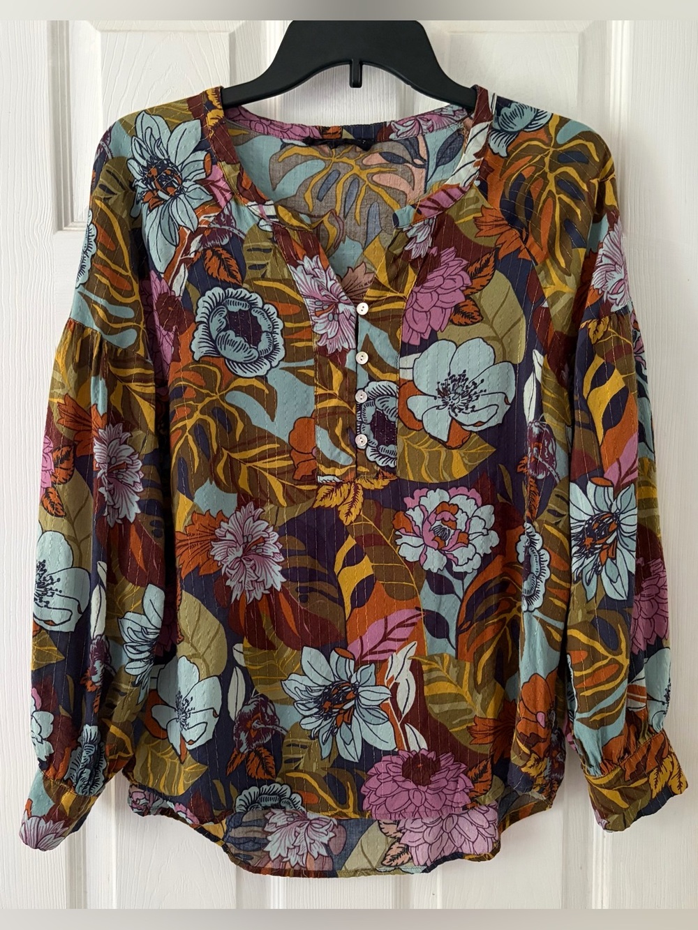 Jane and Delancey Multicolor Floral Button-Front Blouse